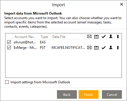 Import data from Outlook